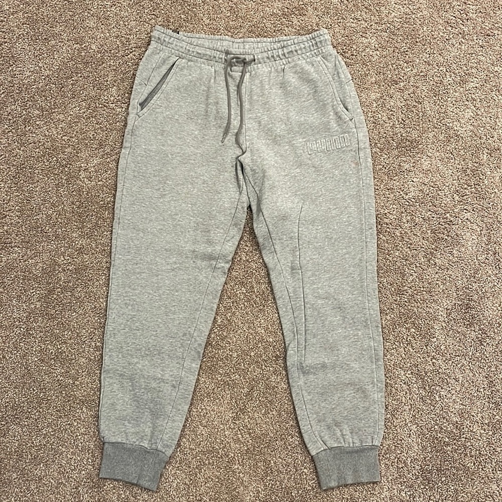 Puma Mens Gray Fleece Joggers Size Large Elastic Waist